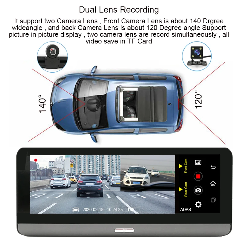 Автомобильный видеорегистратор Anfilite 8 дюймов 4G GPS-навигация Android 5 1 Bluetooth AV-IN Wi-Fi 16
