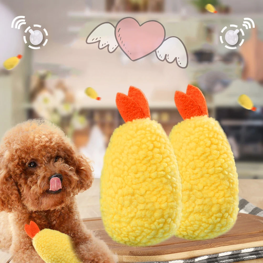 Мягкая плюшевая игрушка Tempura в форме жареной креветки со звуком товары для собак