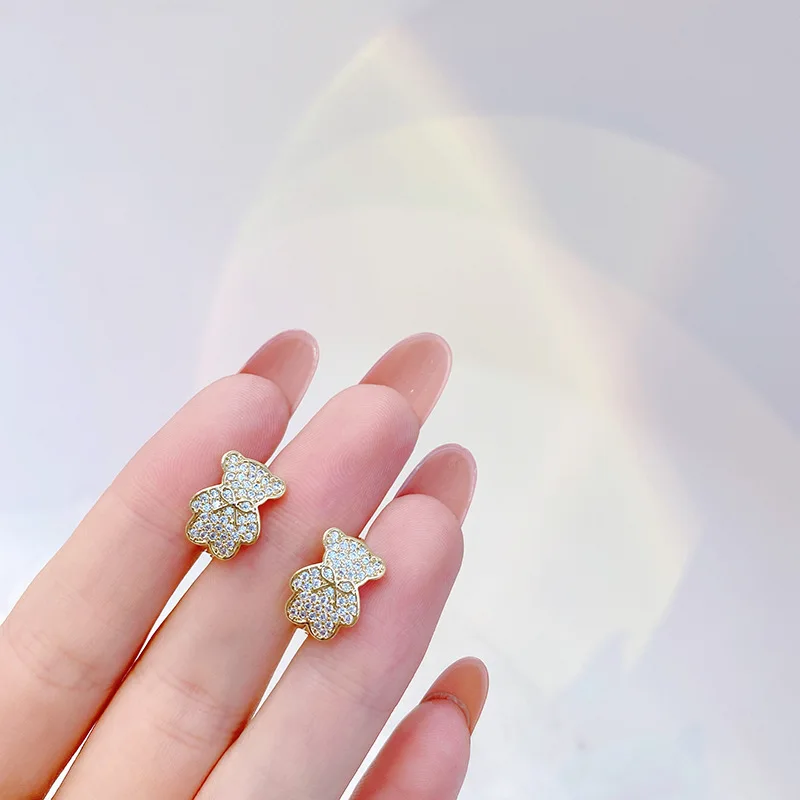 Новые дизайнерские модные ювелирные изделия маленькие серьги-кольца с медведем