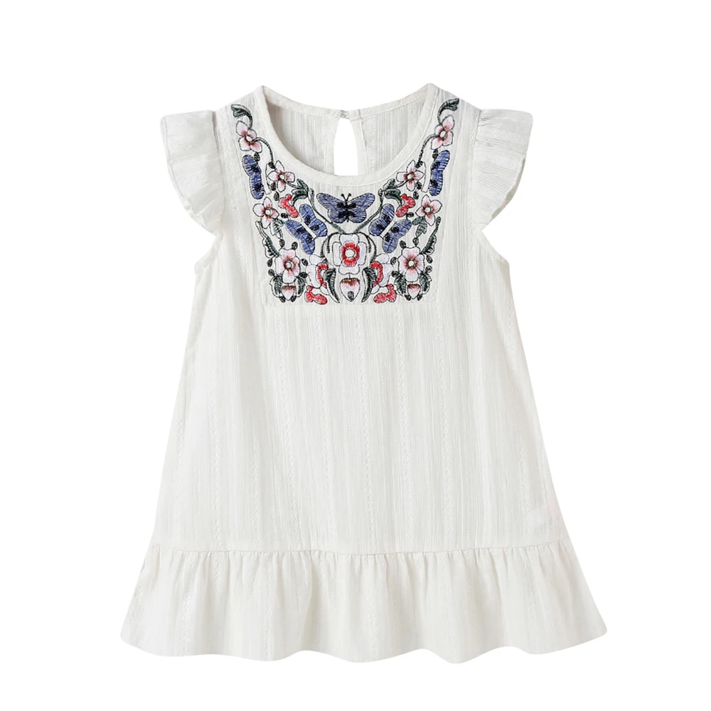 

2-6 Years Toddler Baby Girls Sleeveless Flower Embroidery Dresses Clothes Kids Summer Princess Dress