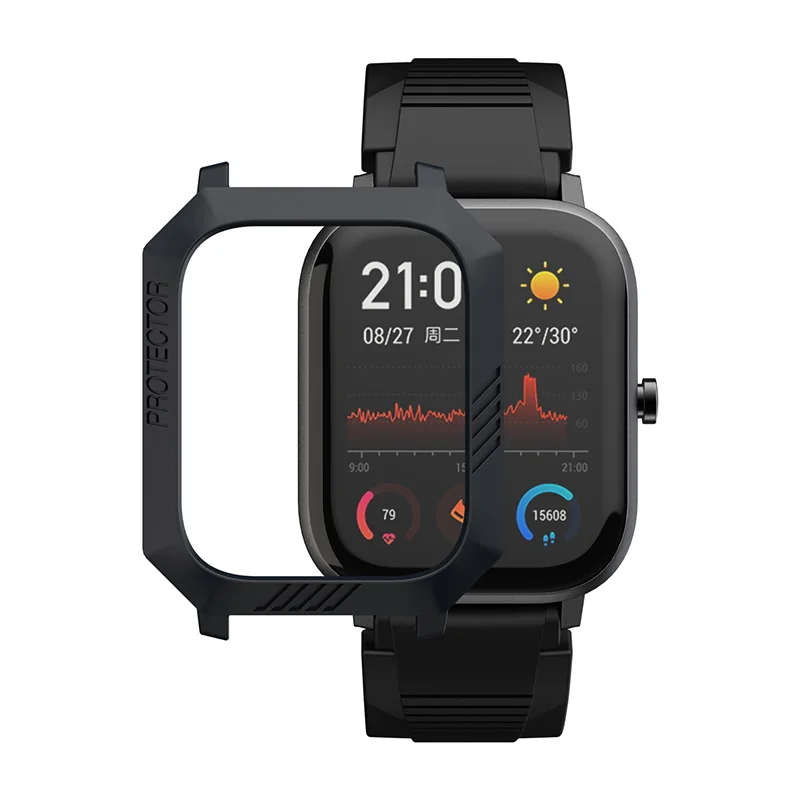 black only case Жесткий защитный чехол для Amazfit Bip GTS GTR 42 мм 47 мм протектор для часов Huami Bip Lite аксессуары для умных часов SIKAI - Цвет: black only case