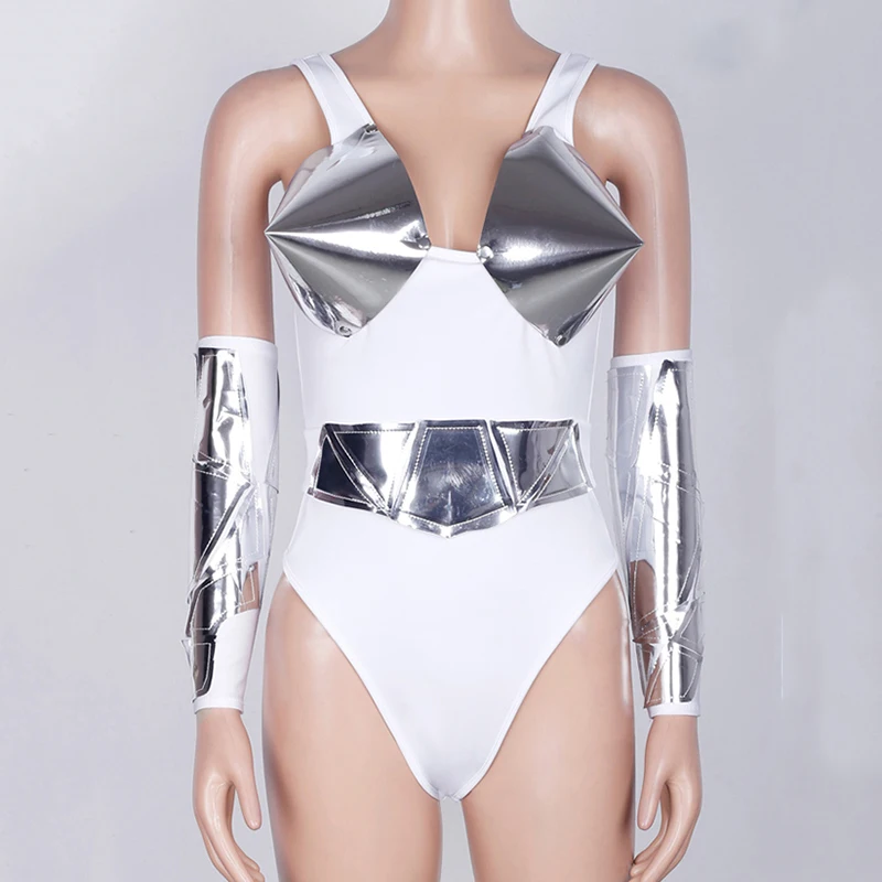 Сценические костюмы для певцов праздничный наряд сексуальное белое боди парик