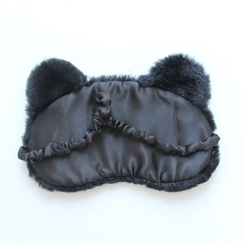 Плюшевая маска для сна в японском стиле унисекс черная кошка белая собака