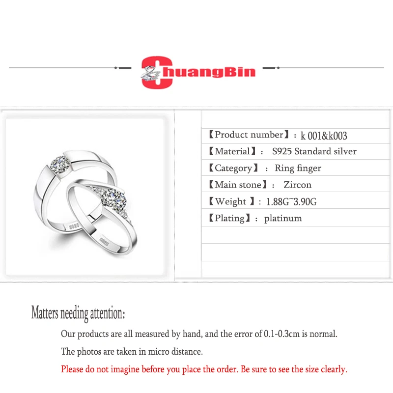

Luxury S925 Sterling Silver Couple Ring Fashion Korean Version Zircon Romantic Proposal Silver Ring