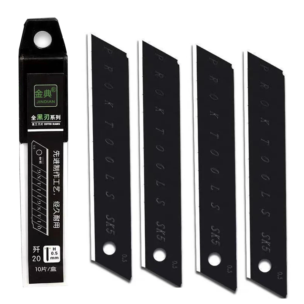 

10PCS stainless steel utility knife blade 100mm*18mm Black DIY Tool Replace the carving blade for Student Office stationery