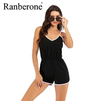 ranberone high waist women tracksuit 2 pcs set and leisure jumpsuit yoga shorts womens sportswear black outer wear yoga set