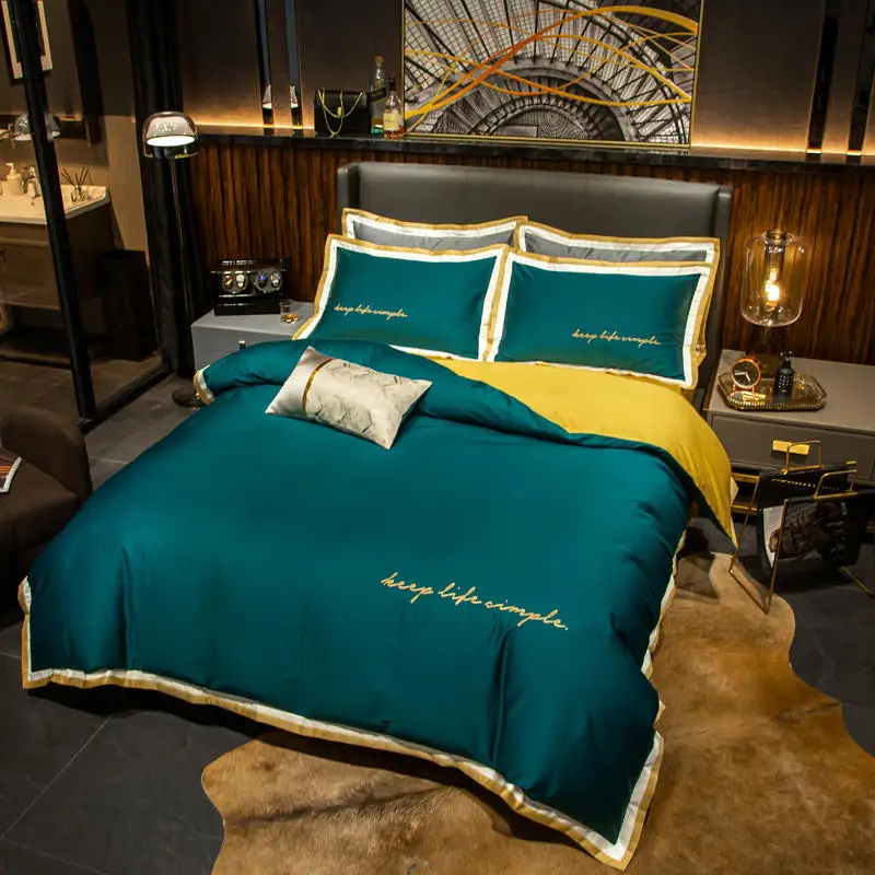 

2021 New Arrival Luxury Hotel 100% Egyptian Cotton Bedding Sets Queen King Duvet Cover Bed/Flat Sheet Sheet Fitted Embroidered
