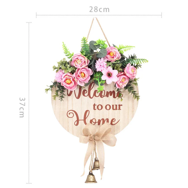 Country Style Hello Wreath Front Door Decorative Plate Round Welcome Wooden Listing House Number Craft Decoration | Дом и сад