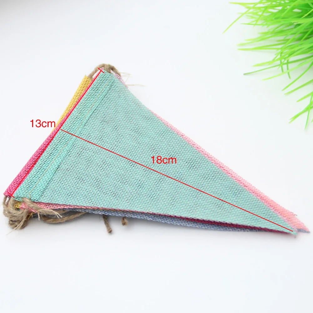 

Handmade Fabric DIY Decorative Wedding Party Bunting Birthday Ornament Banner Colorful Anniversary Hanging Triangles Flag