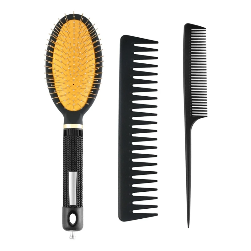 

3pcs Paddle Anti-Static Comb Detangling Hair Brush Scalp Massage Styling Tools 652C