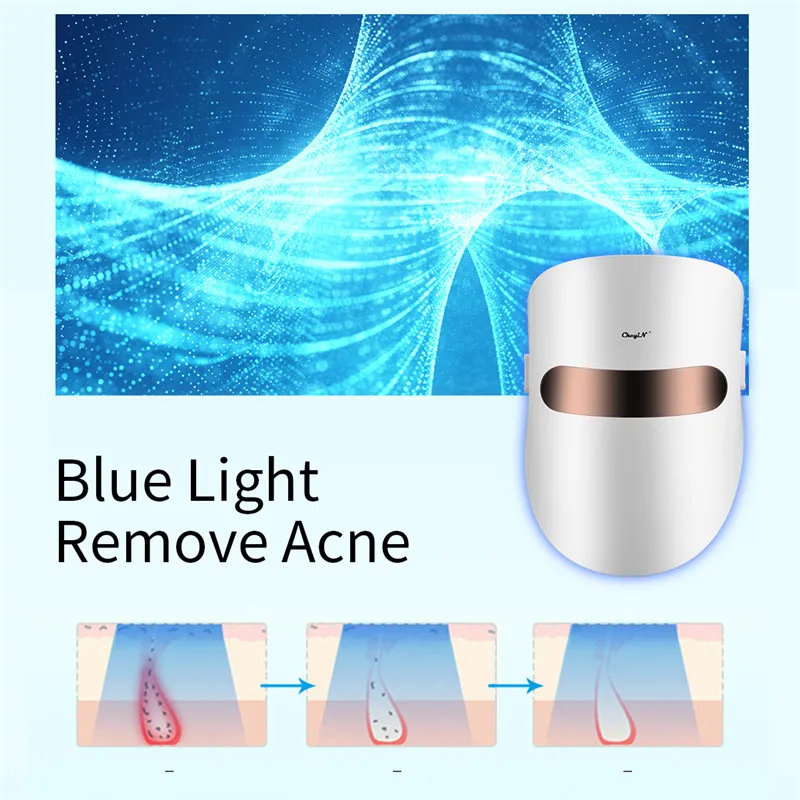 

CkeyiN LED Light Beauty Face Mask 3 Colors Facial Spa Photon Therapy Anti Wrinkle Acne Skin Rejuvenation Face Tightening Beauty