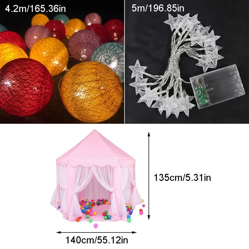 

Princess Castle Play Tent for Girls Children Hexagon Playhouse Baby Room Decoration