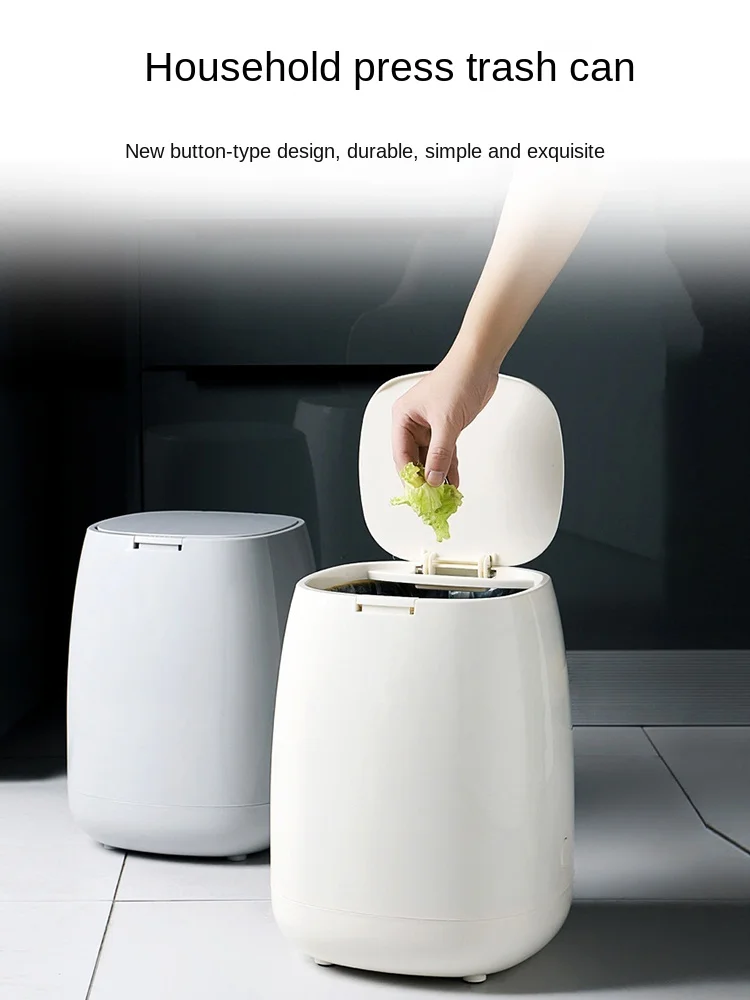 

Home Push Trash Can Living Room Toilet Creative with Cover Narrow Gap Office Desk Surface Panel Wastebasket Barrel