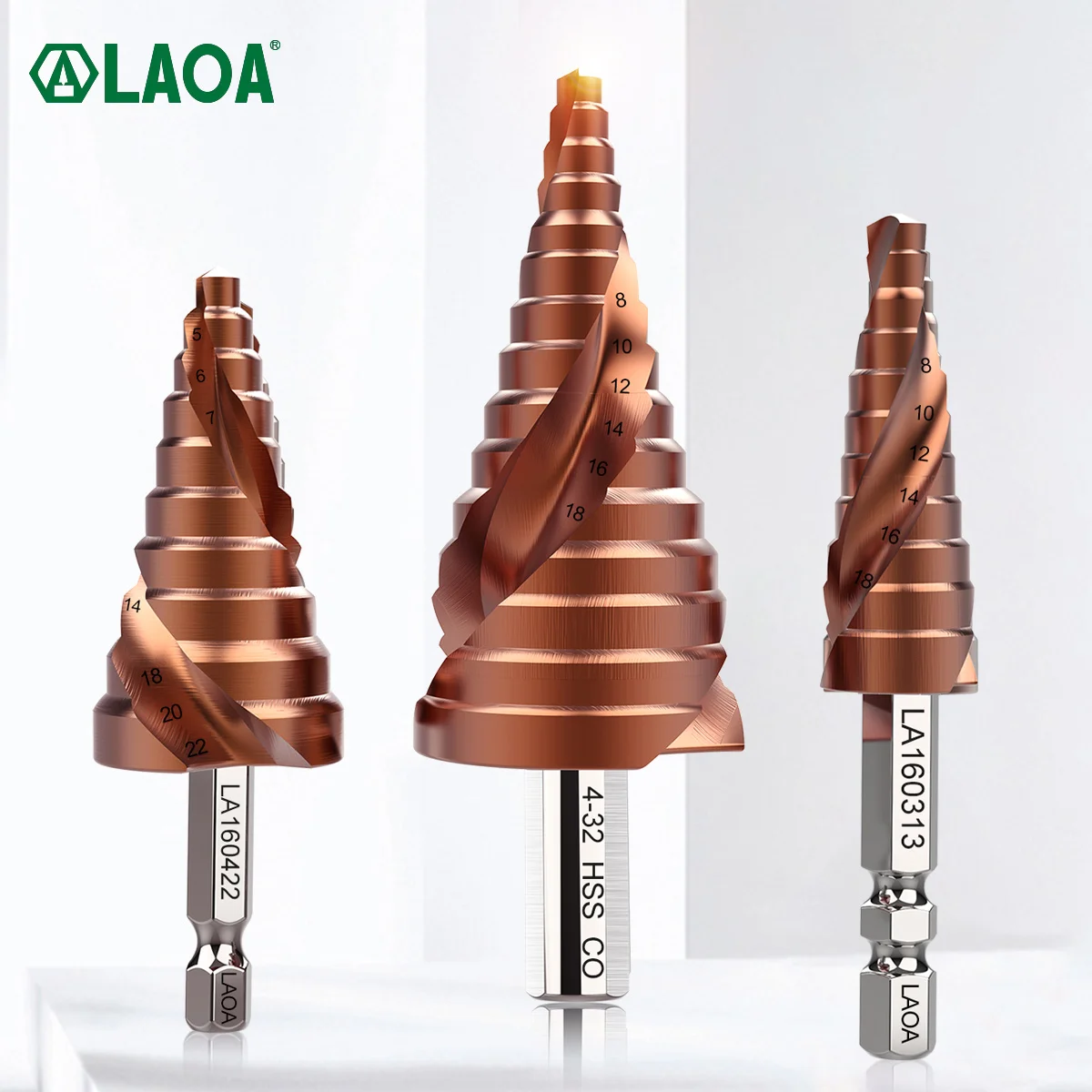 

LAO A pagoda drill bit hole opener punching steel super hard reaming tapered metal multifunctional stainless steel step drill