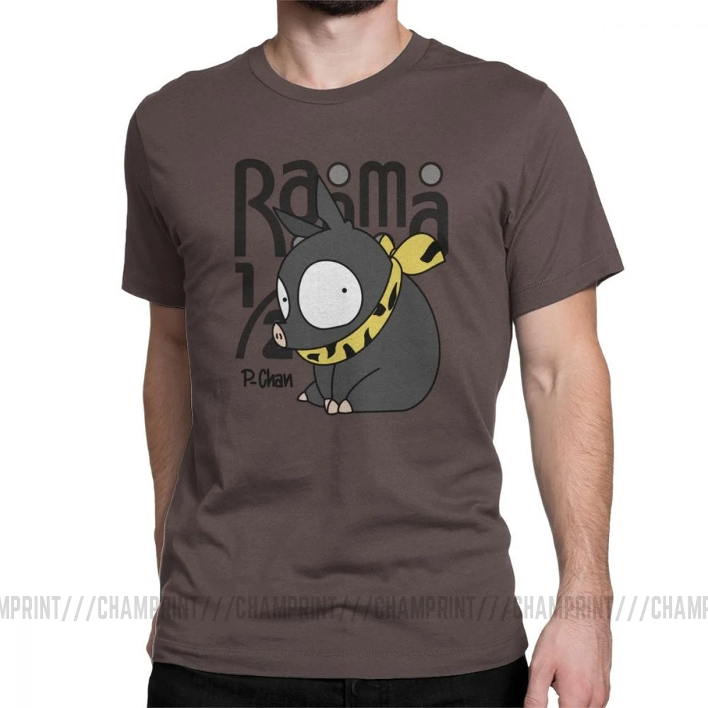 Men's P Chan Ranma 12 T Shirt Anime Akane P Chan Rumiko Martial Japanese Pig Cotton Short Sleeve Tees Birthday Present T-Shirt - Цвет: Коричневый