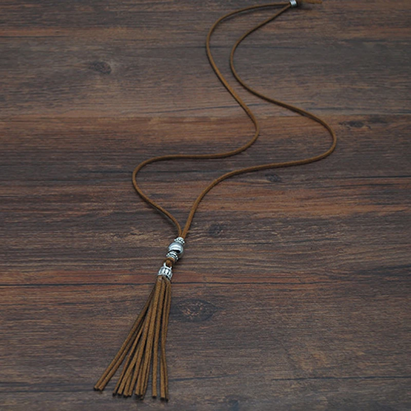 Ожерелье с кулоном для женщин длинный веревочный чокер зимнего свитера богемный