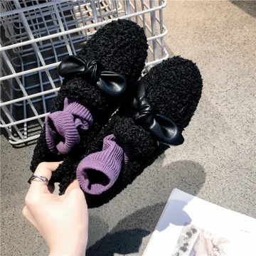 

Women Shoes Autumn Loafers With Fur Casual Female Sneakers Round Toe Modis Bow-Knot Fall New Slip-on Winter Moccasin 2021
