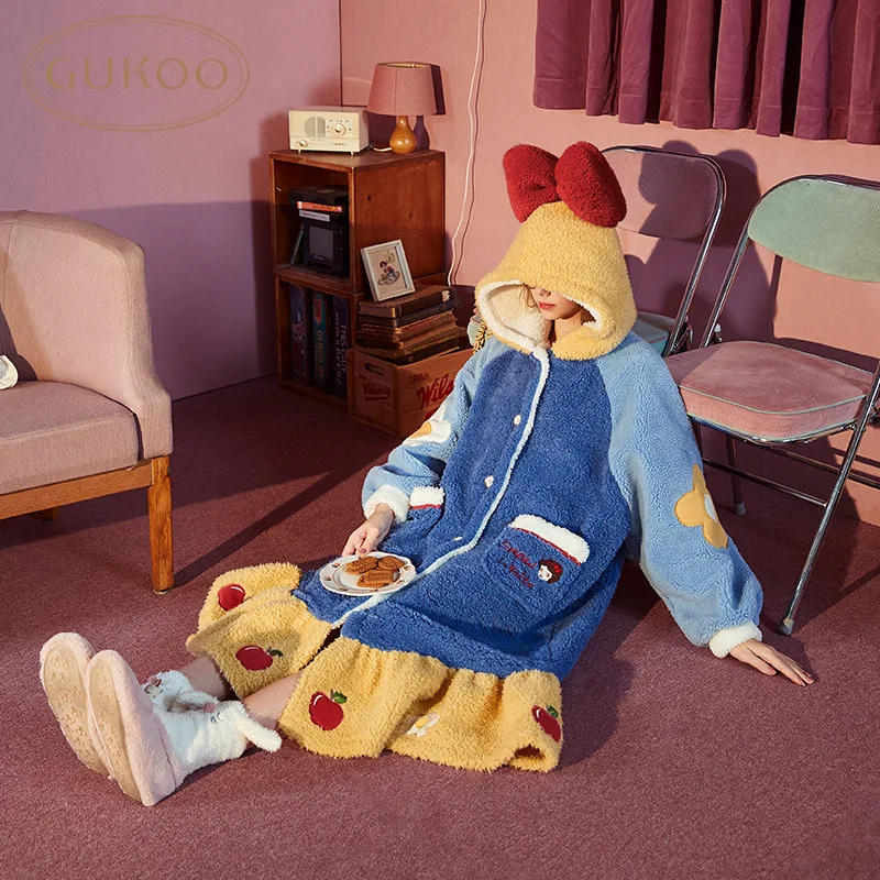 

Cute Cartoon Princess Pajama Women Wearable Warm Blanket Sleeve Sleepwear Loose Nightsuits Female