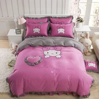 takara tomy hello kitty cute cartoon childrens four piece girl princess room dress girl lace bed linen quilt cover180 220cm