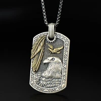 vintage gold plated eagle medal pendant necklace for mens high quality metal rock party jewelry