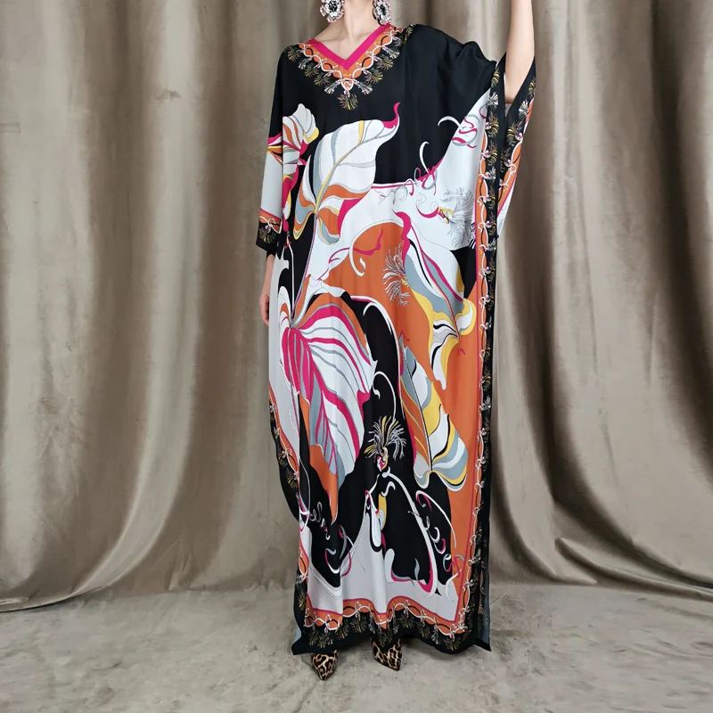 

Maxi Designer Fashion High Quality Autumn Fashion New Women'S Bohemian Casual Party Print Vintage Long Sleeve Loose Long Dress