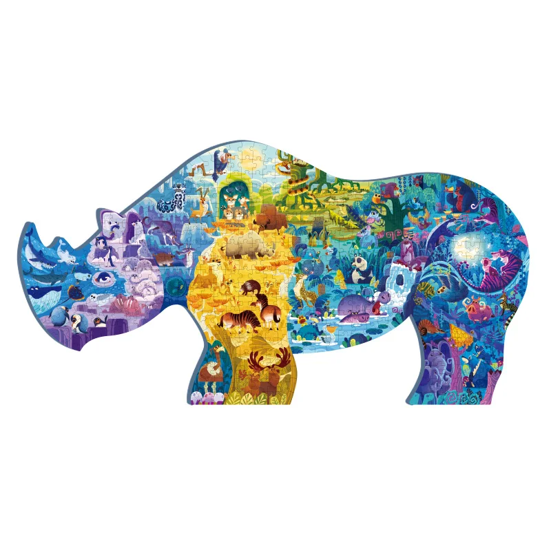 

Toi Kids Early Educational Baby Colorful Popular 526 Pieces Cartoon Rhinoceros Jigsaw Puzzles Paper Toys More Than 10 Years Old