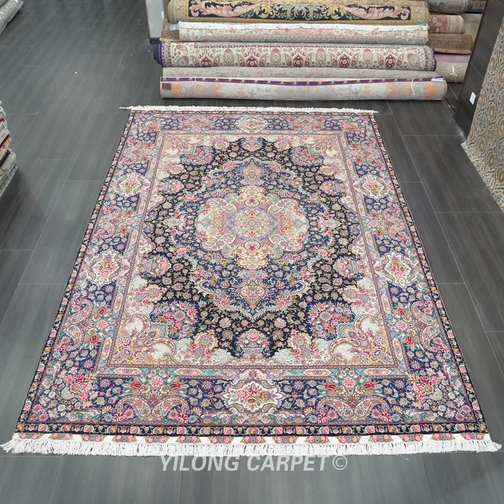 Yilong 8 4 'x 12' персидские шерстяные шелковые ковры ручной работы большой размер