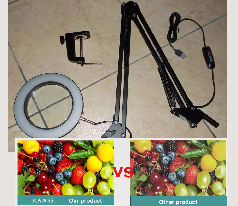 USB 3X скамья тиски стол Зажимная Лупа светодиодный свет гибкие настольная лампа