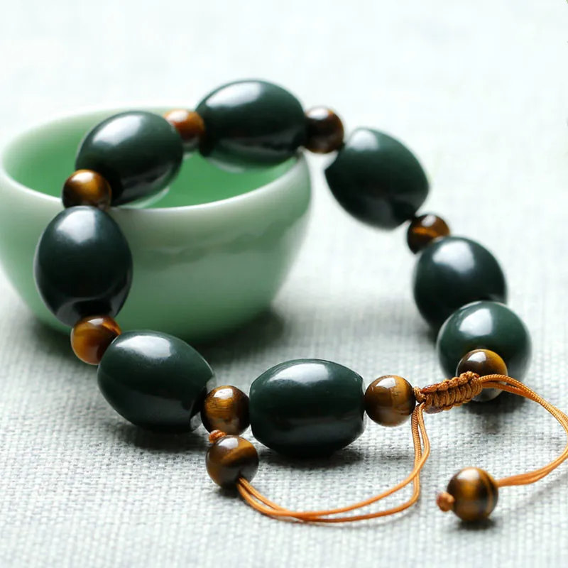 

Natural He tian Qing yu Rice beads Jade Bracelet Jewelry Lucy Exorcise evil spirits Auspicious Amulet Jade Bracelet Fine Jewelry