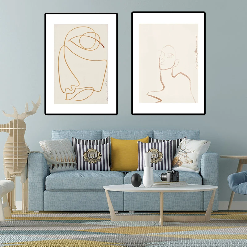 

Wall Art Abstract Pink Minimalist Lines Paintings Nordic Canvas Posters and Prints for Living Room Bedroom Corridor Decoration