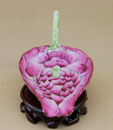 

6.7"Chinese Famille-rose Porcelain Lotus Flower Tea Shovel Tea-things