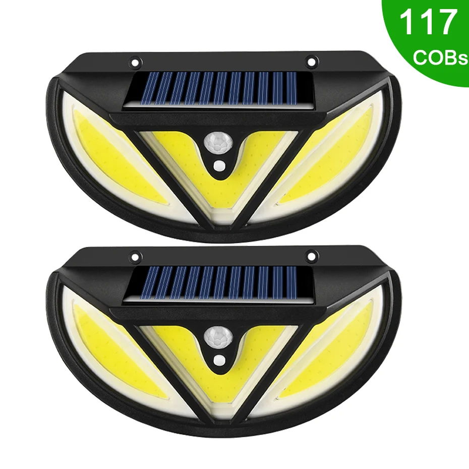 

3 Modes LED Solar Light Outdoor IP65 Powered Lamp Wall Lighting 117 COB 118 SMD Waterproof Garden Corridor Yard Decoration