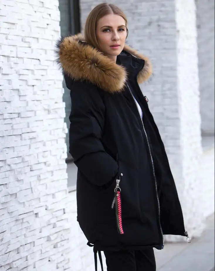 

Veste femme grande vraie fourrure de raton laveur veste d'hiver femmes 2019 chaud paissir capuche hiver manteau femmes coton ve