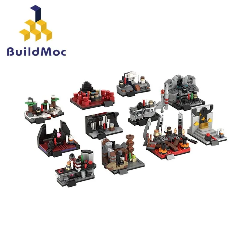 

BuildMoc MOC Space Series Wars Toys The Skywalker Saga Micro Duels набор сцен Duels Bricks для детей Подарки Новинка Бесплатная доставка
