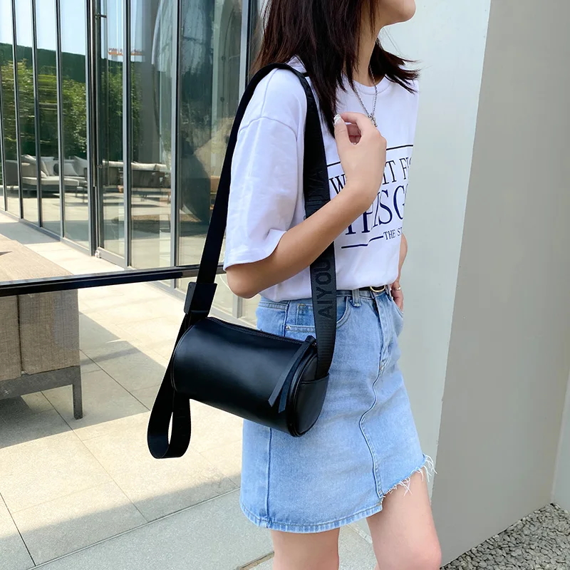 

High Quality Genuine Leather Crossbody Shoulder Bags for Women 2021 Luxury Designer Wide Shoulder Strap Messenger Bag