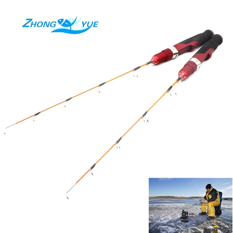 High Quality Red MINI ice fishing rod carbon 47cm valve boat pole tackle set Free Shipping | Спорт и развлечения