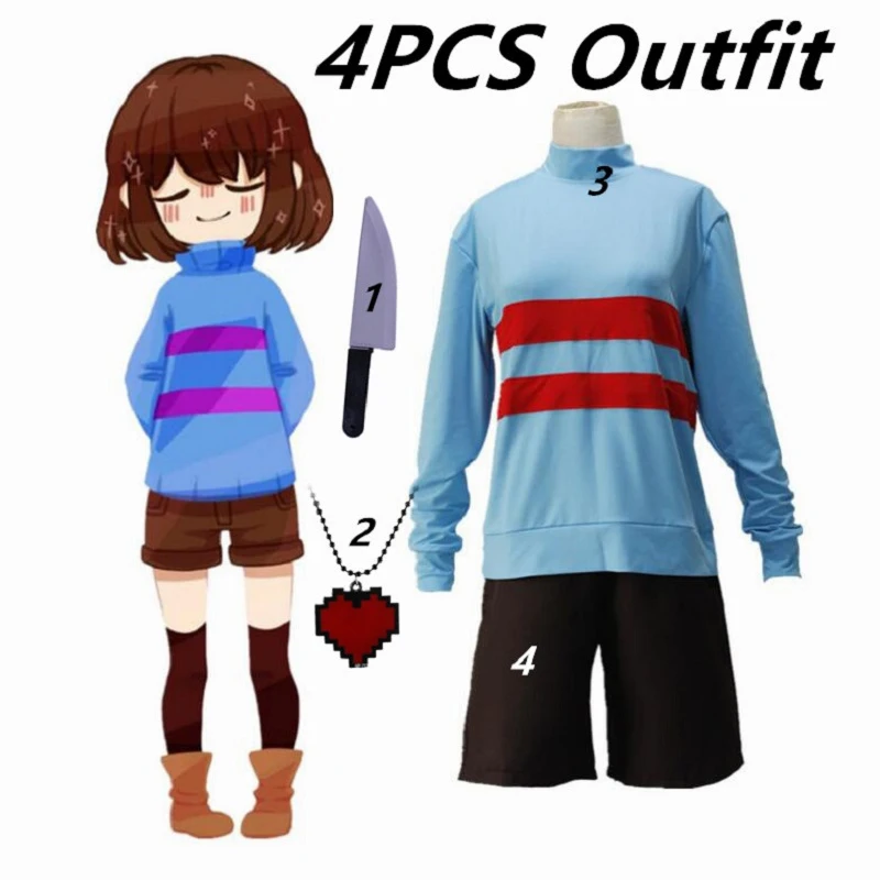 Костюм для косплея игры Undertale Frisk Chara свитшоты с длинным рукавом и высоким