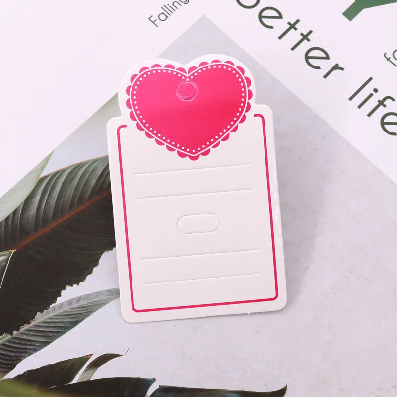 100 шт. 5*8 см Клип-карта для волос розовое сердце белая бумага витрина ювелирных