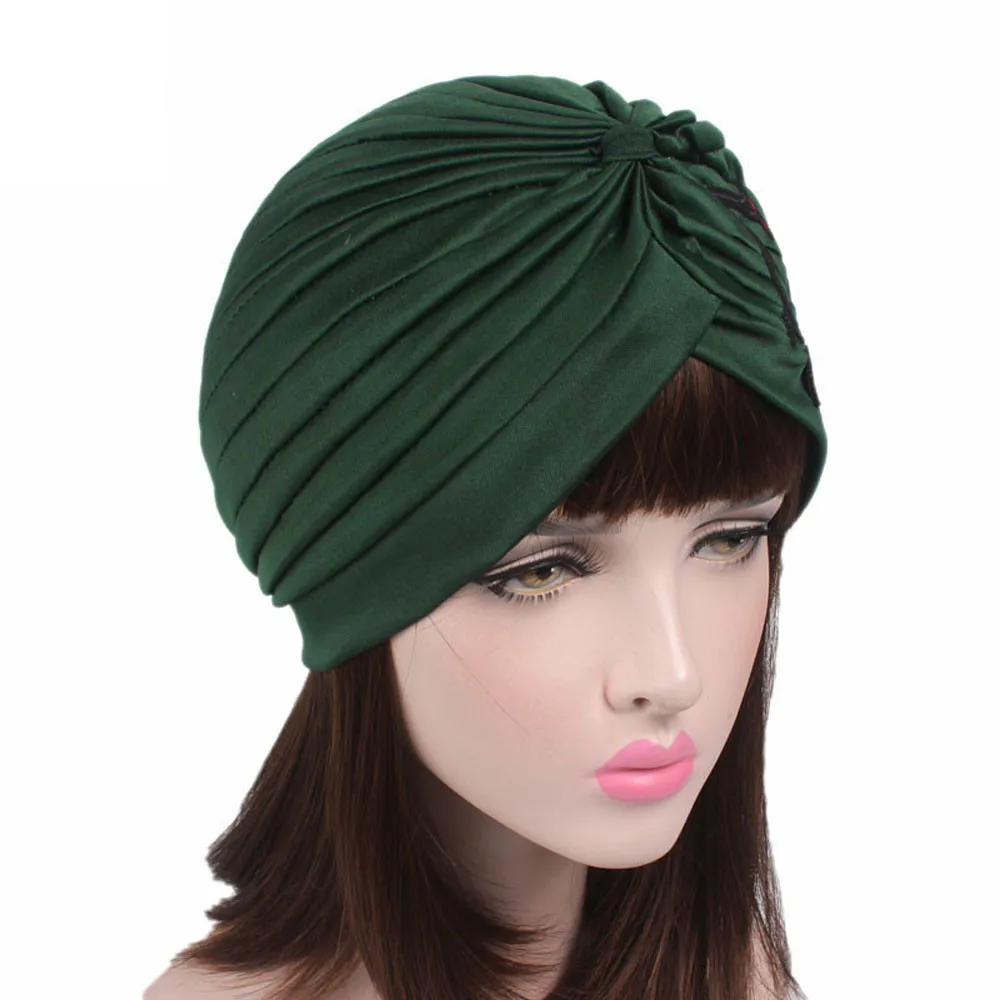 Best Christmas present Women Embroidery Cancer Chemo Hat Beanie Scarf Turban Head Wrap Cap Lowest price 2019 | Аксессуары для