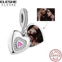 eleshe 925 sterling silver bead forever love heart pendant charm fit original bracelet personalized custom photo diy jewelry