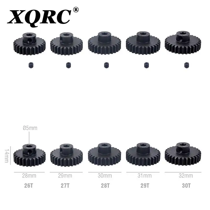 Engranaje de Motor de pi&ntilde;&oacute;n de metal de acero negro para 1/10 Rc M1, 5mm, 11T, 12T, 14T, 15T, 17t, 18t, 20T, 21t, 22T, 24T, 25T, 26T, 28T, 30T modelo de Motor de coche-4