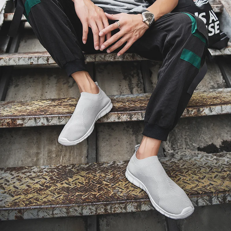 

Summer Breathable Mesh Sock Shoes Men Slip on Sock Sneakers Comfortable Soft Sole Casual Shoes Men zapatillas hombre deportiva