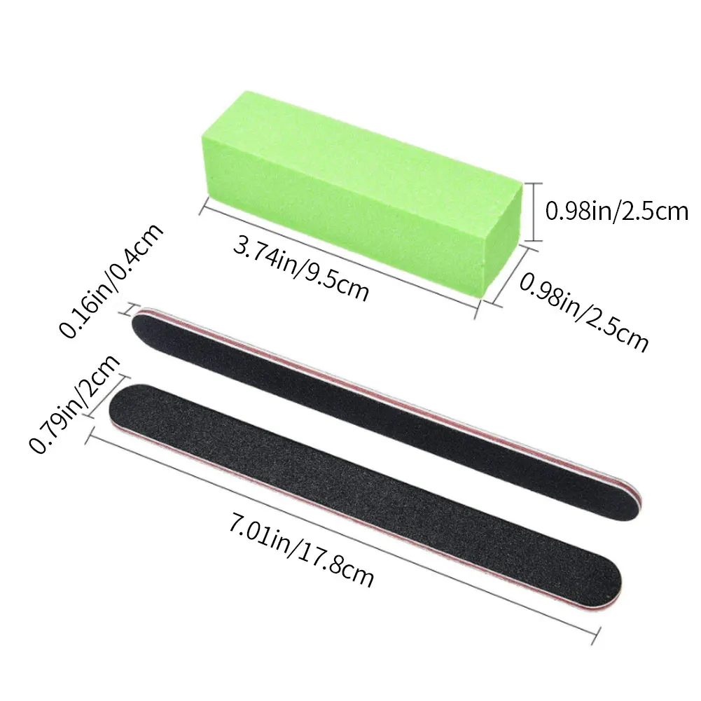 

12Pcs/Set Nail Art Tools Manicure UV Gel Nail Set Cleaning Brush Four-Steps Sanding Buffer Block Black Nails Files Kit Manicure