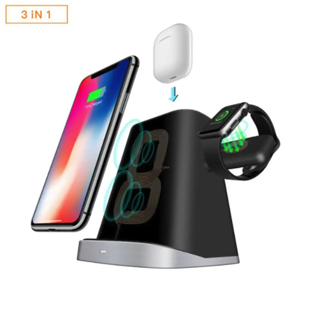3 в 1 быстрое QI Беспроводное зарядное устройство для Apple Watch магнитное зарядное устройство для samsung S9 S8 S7 IPhone 8 Plus X XR XS AirPods док-станция