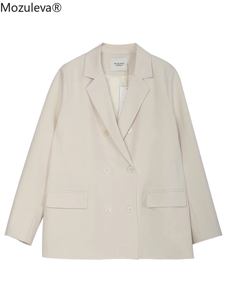 

Mozuleva 2021 Chic Spring Regular Single Breasted Blazers for Women Notched Pockets Womens White Office Lady Blazers
