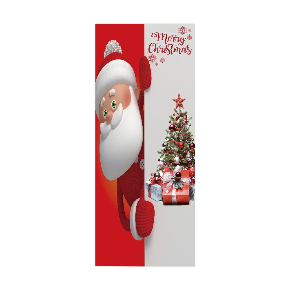 

Рождественская наклейка на дверь 77x200 см, Санта-Клаус, снеговик, олень, милый мультяшный узор, рождественские двери, художественная наклейка,...