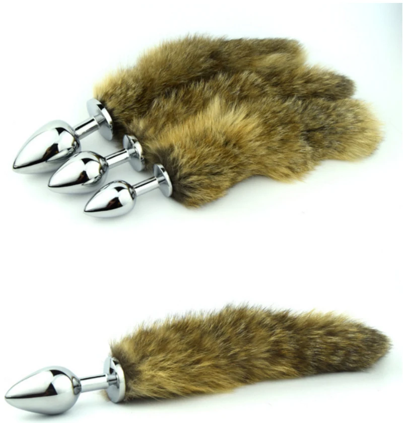 Три размера Металлические анальные игрушки лисий хвост Анальная пробка