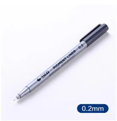 0.2mm 1 шт. пигментный лайнер Pigma Micron чернила маркер ручка Sakura Fineliner набор кисть чернила Маркер эскизы ручки черные маркеры наконечник для искусства - Цвет: 0.2mm