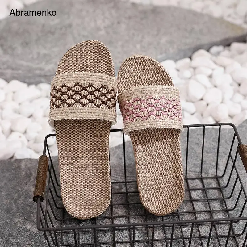 

Women Slippers Female Summer Non-slip for linen home Slides Comfortable Sandals Slippers Indoor Home Roman Slippers Size 35-45