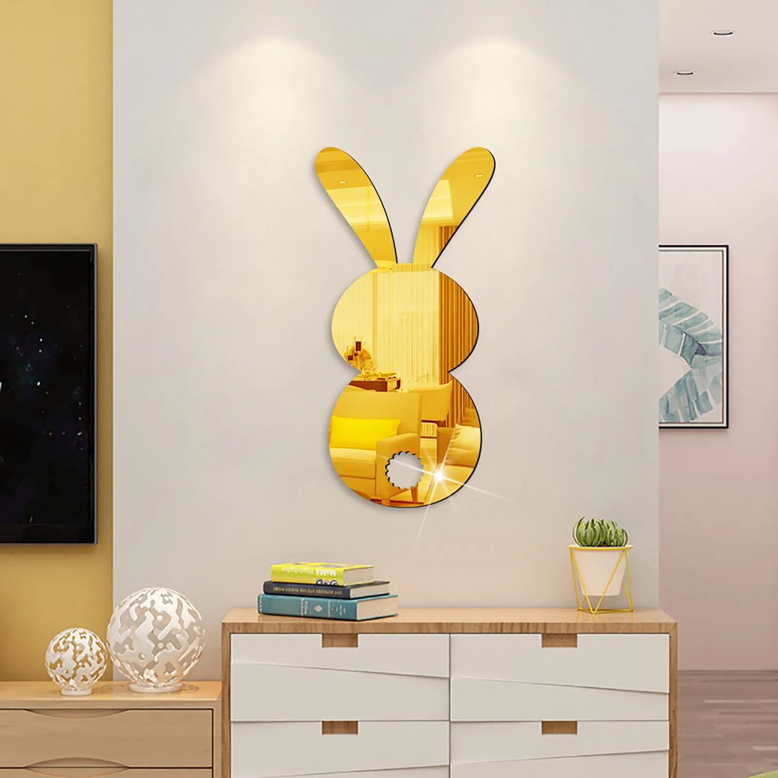 

Easter Bunny Mirror Sticker With Wall Stickers Easter Bunny Home Decor Fashion Mirror Sticker Rabbit Shape Sticker DIY Decorated
